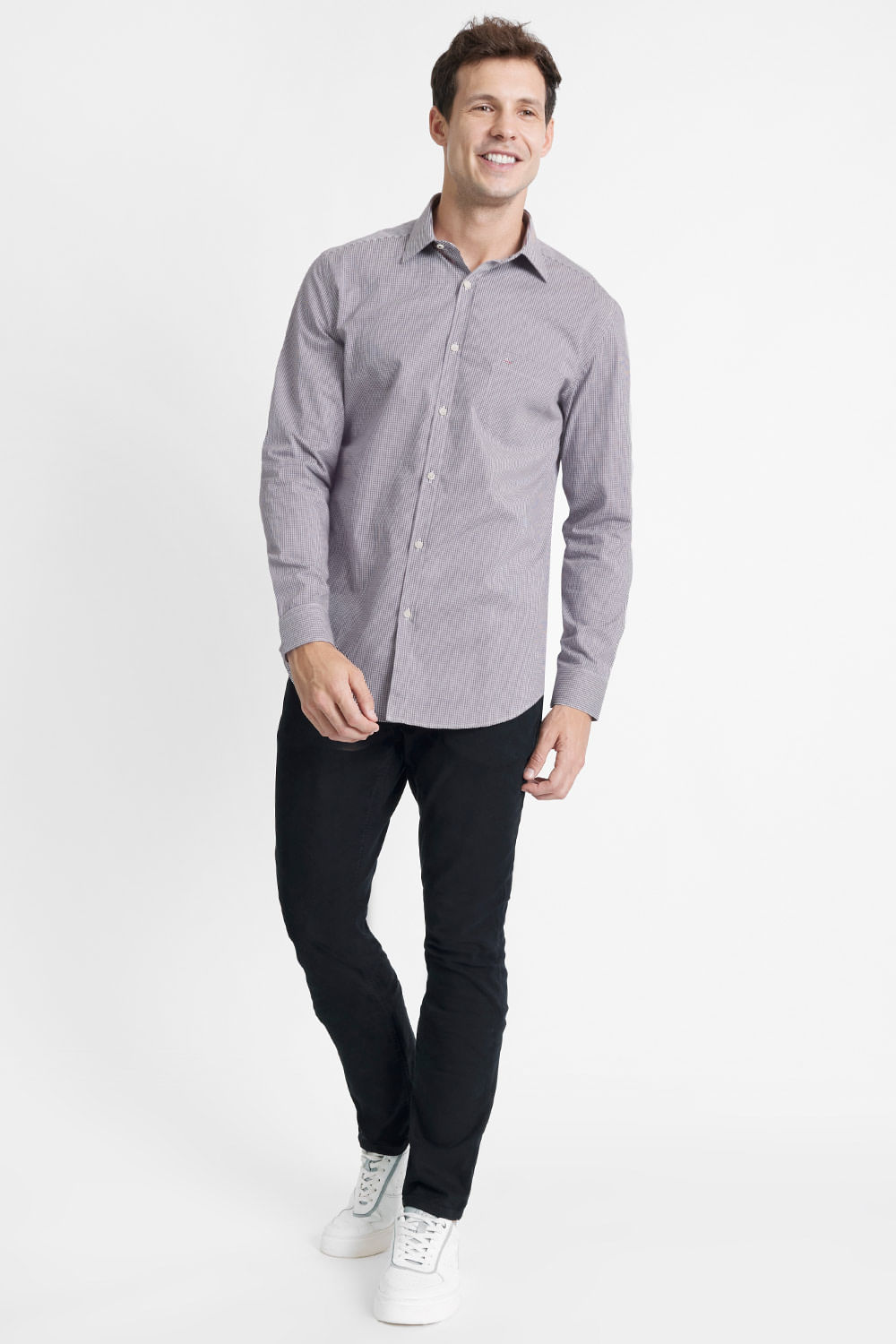 Camisa Regular Sarja Fio 60 Xadrez - Aramis