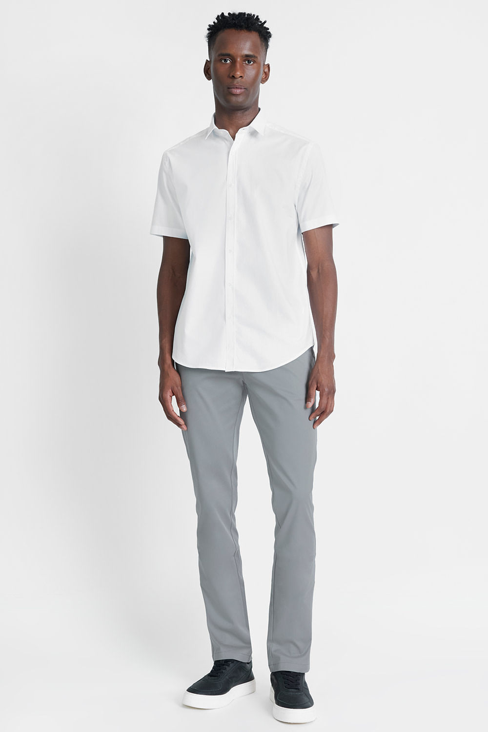 Camisa Manga Curta Cosmo Slim Tricoline Stretch Maquinetada Branco - Aramis  - Loja de Roupa Masculina: Polo, Camisa, Alfaiataria e mais