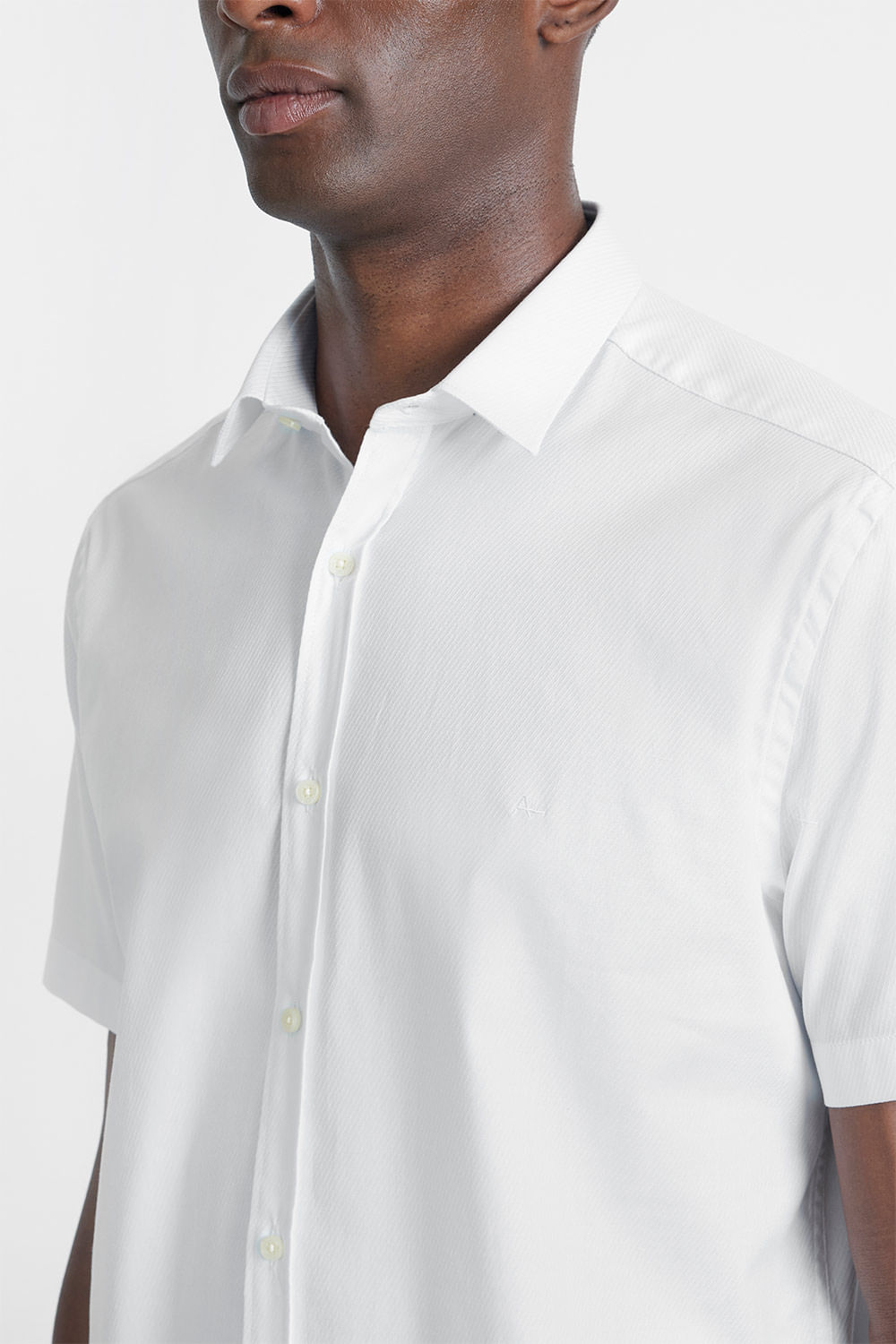 Camisa Manga Curta Cosmo Slim Tricoline Stretch Maquinetada Branco - Aramis