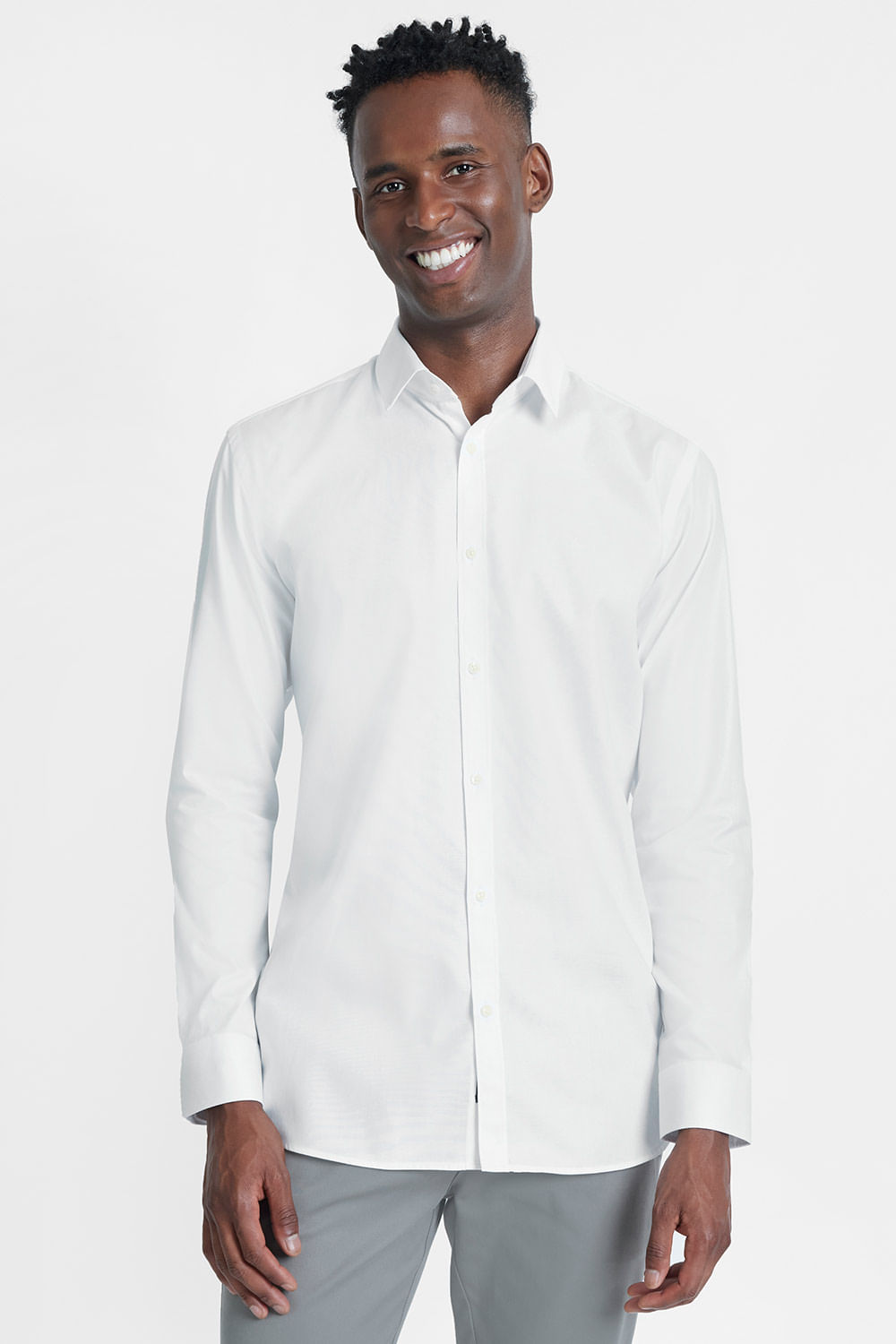 Camisa Manga Longa Cosmo Slim em Algodão Pima Fio 60 Branco