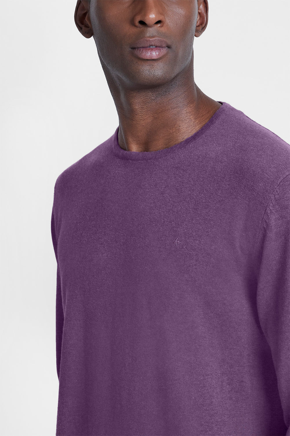 Tricot Gola Careca Manga Longa Lilas