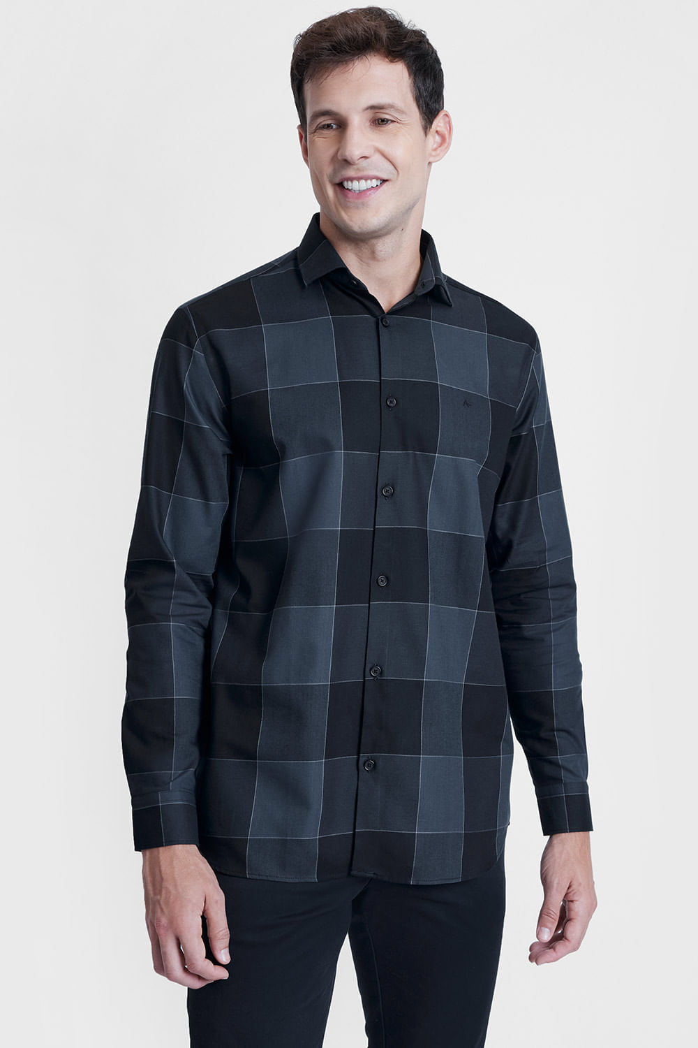 Camisa Regular Sarja Fio 60 Xadrez - Aramis