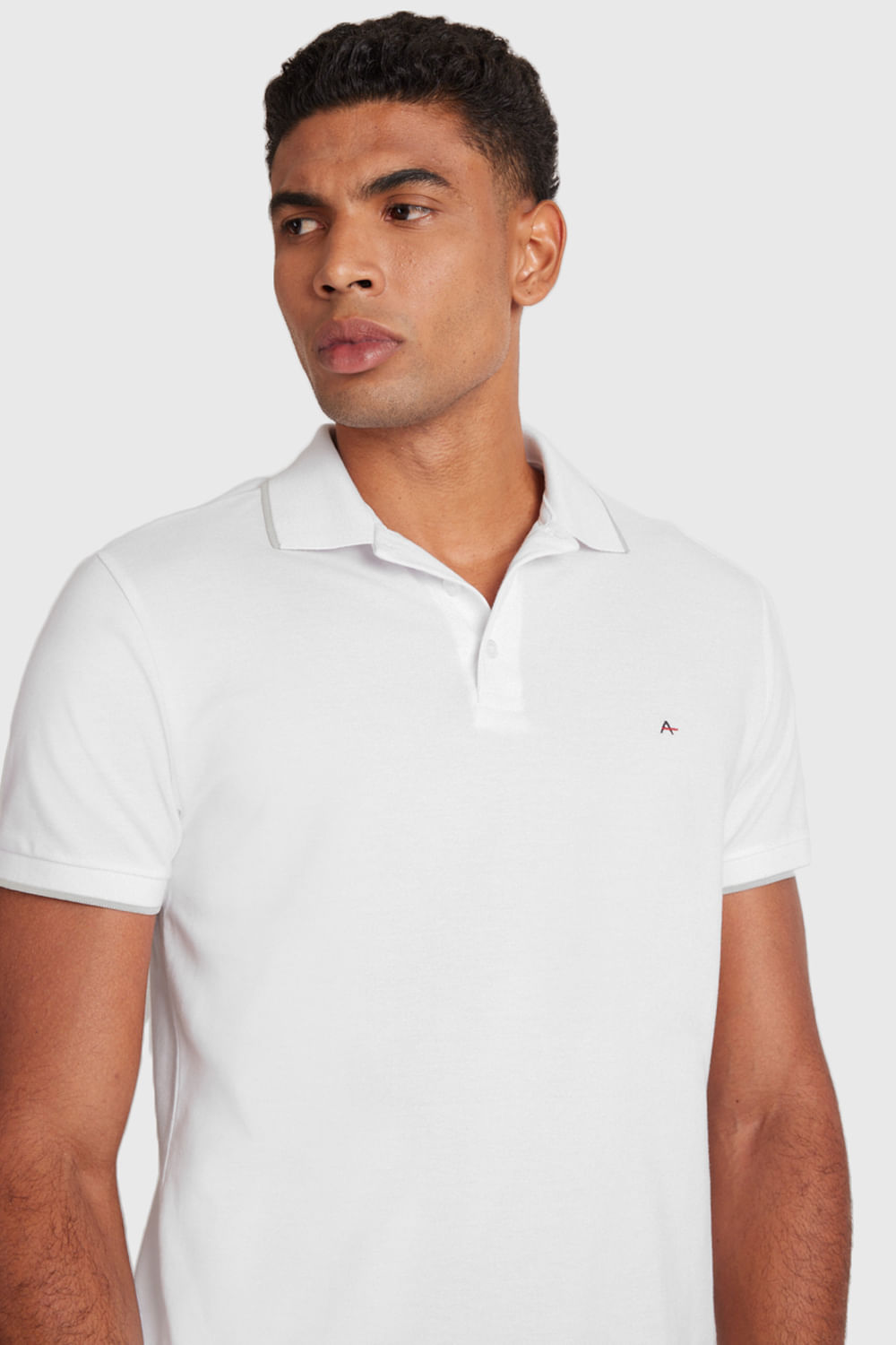 Polo Manga Curta Piquet Classic Branco Com  Gelo