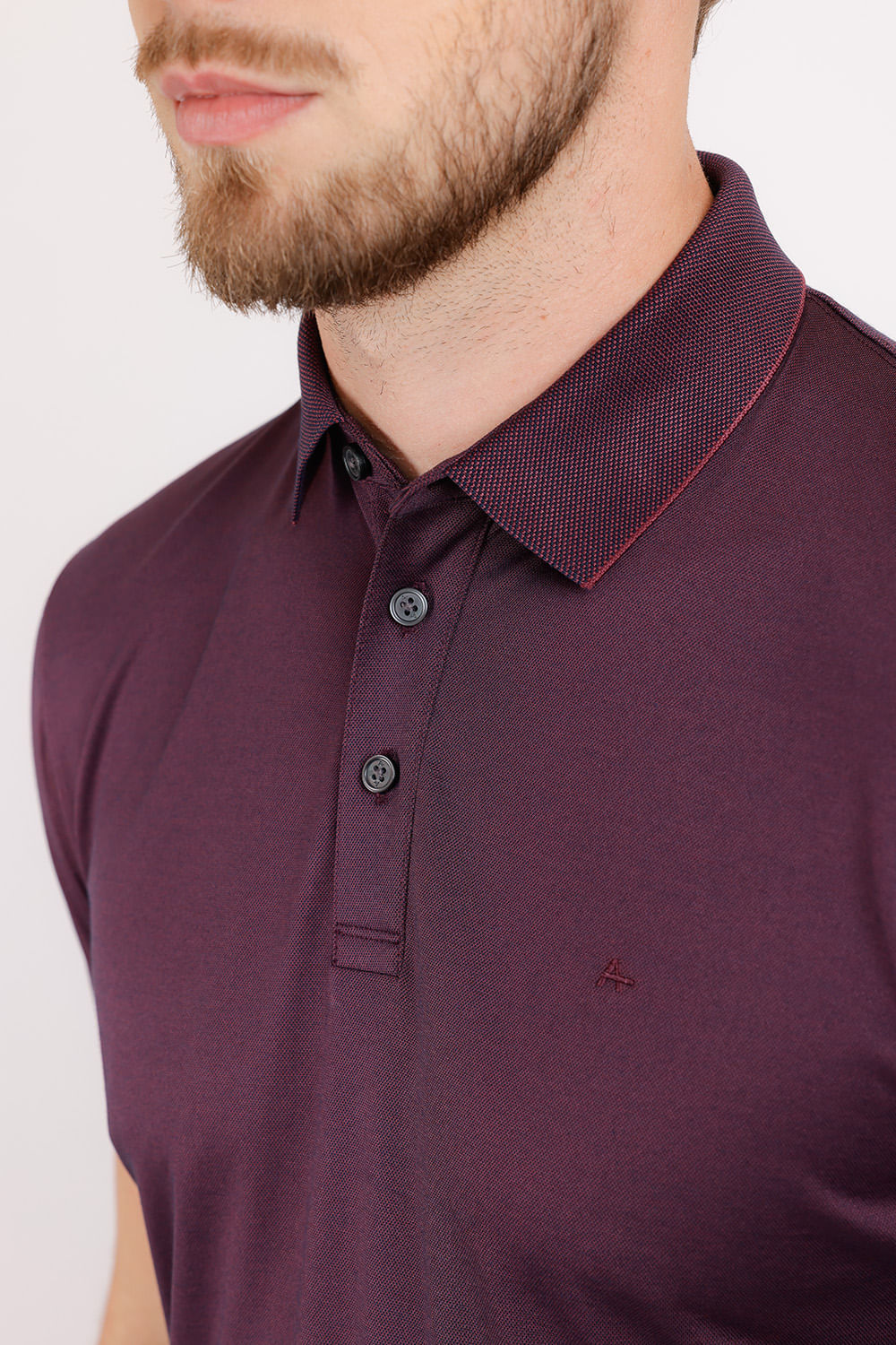 Polo Interlock Tech Manga Curta Burgundy