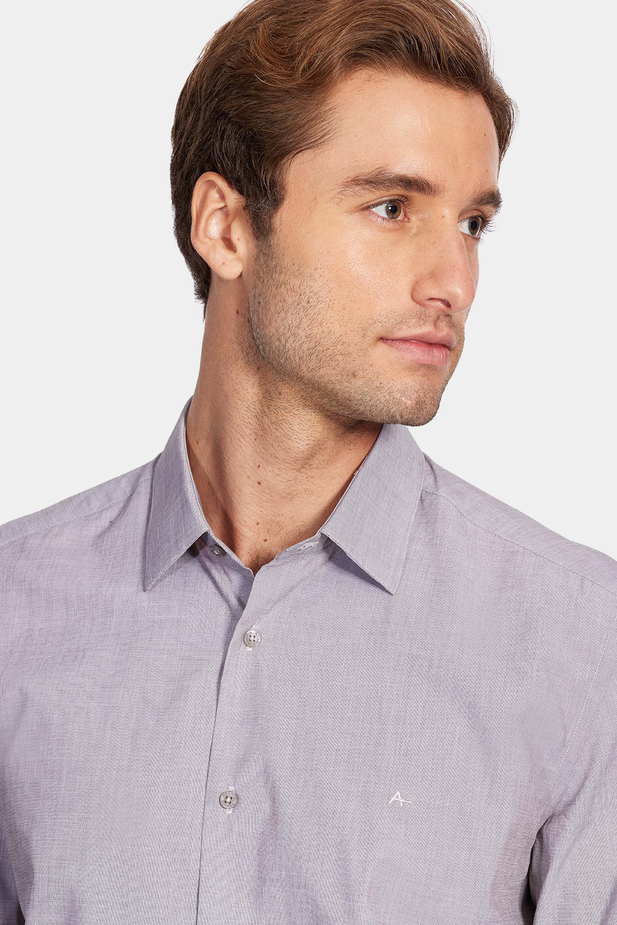 Camisa Manga Longa Cosmo Regular Algodão Egípcio Fil a Fil Barolo Cáqui