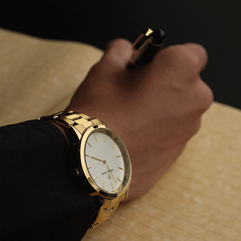 Relógio Masculino Beckham Steel Golden White 40mm