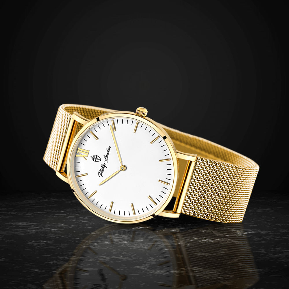 Relógio Masculino Greenwich Mesh Golden White 40mm
