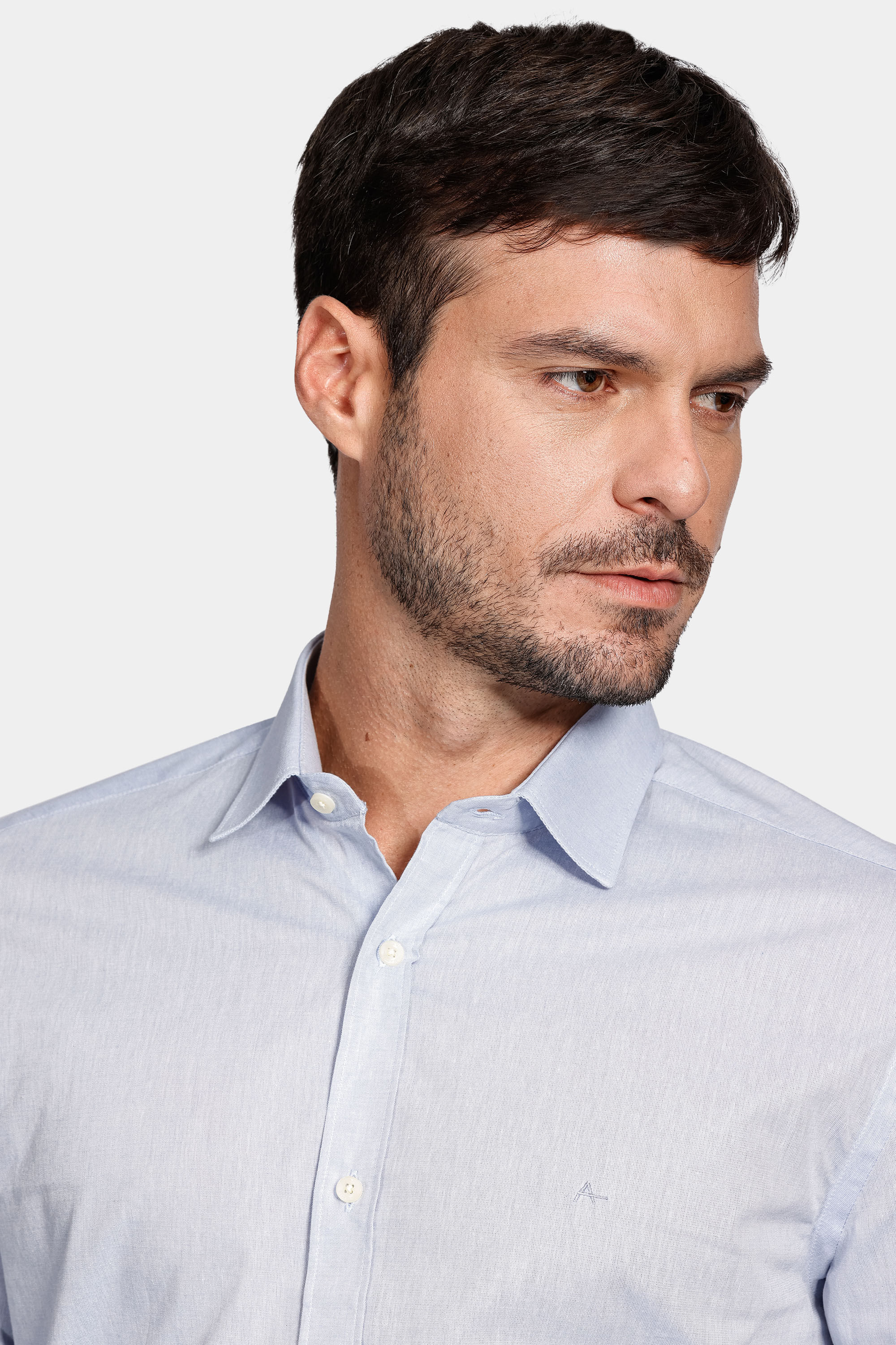 Camisa Slim Tricoline Mescla Azul Clássico
