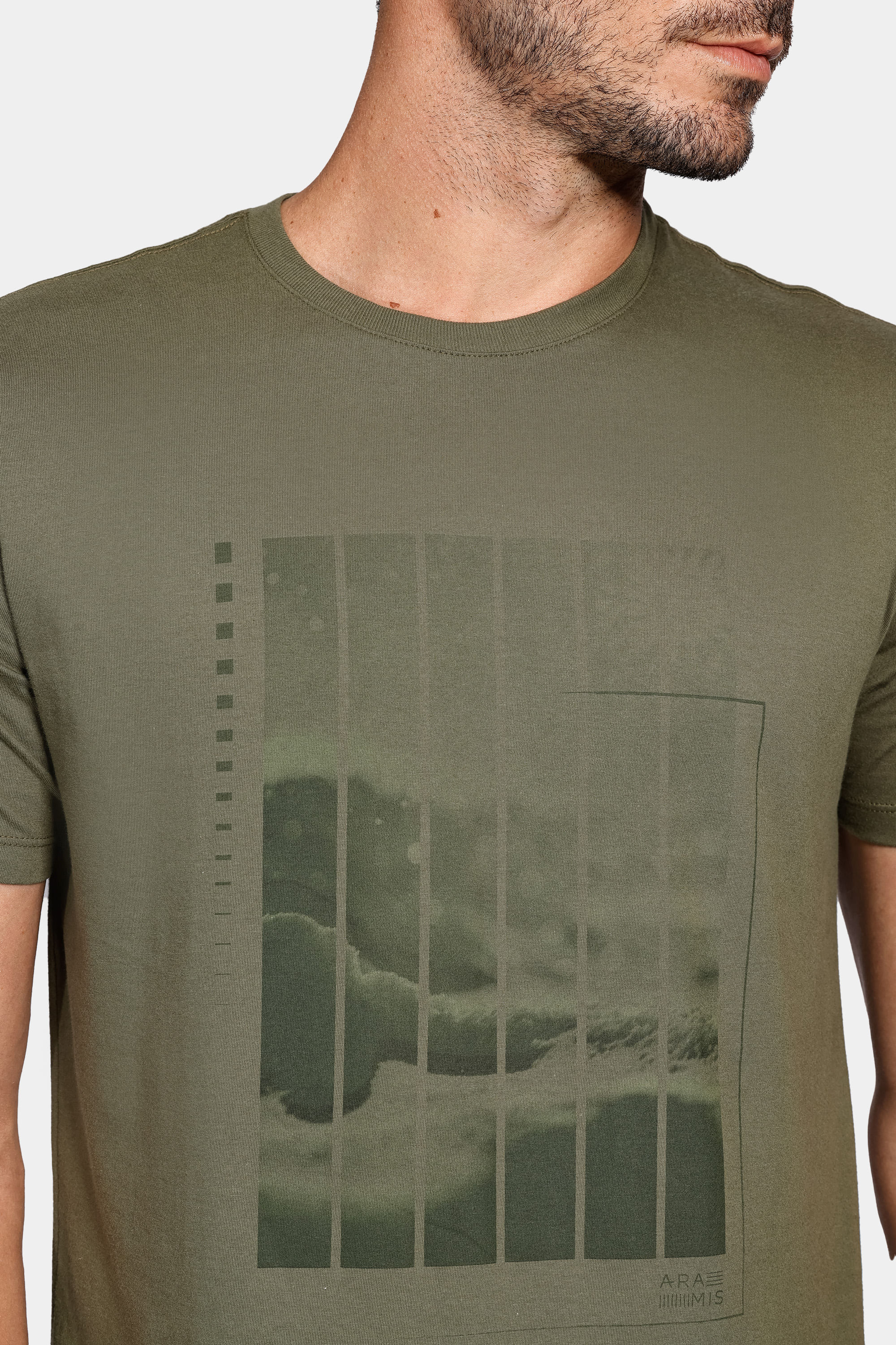 Camiseta Oceano Barcode Fotografia Verde Militar