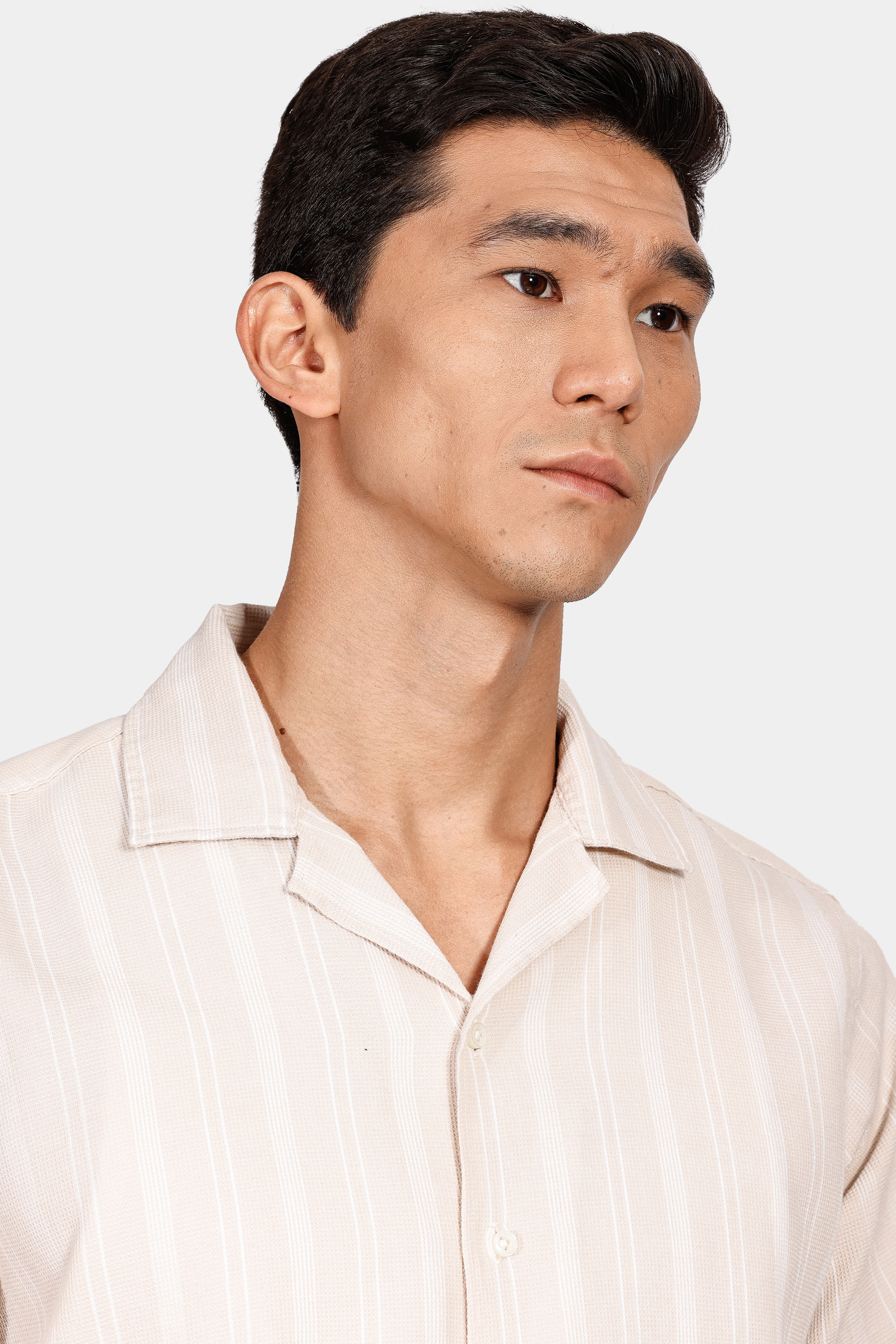 Camisa Manga Curta Move Regular Bowling Listrada Com Textura Off White