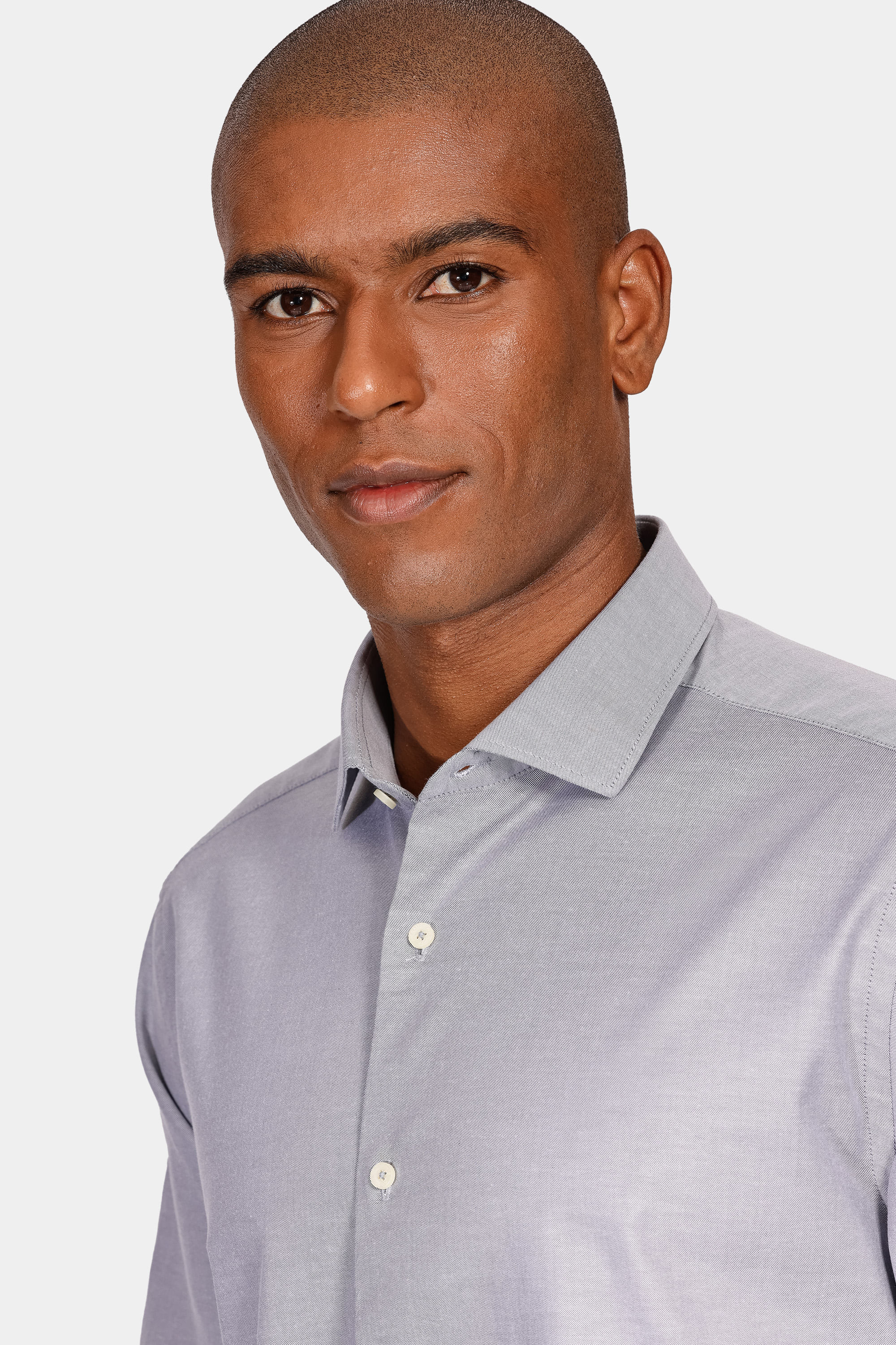 Camisa Manga Longa Cosmo Slim Sarja Pima Stretch Bellagio Cinza
