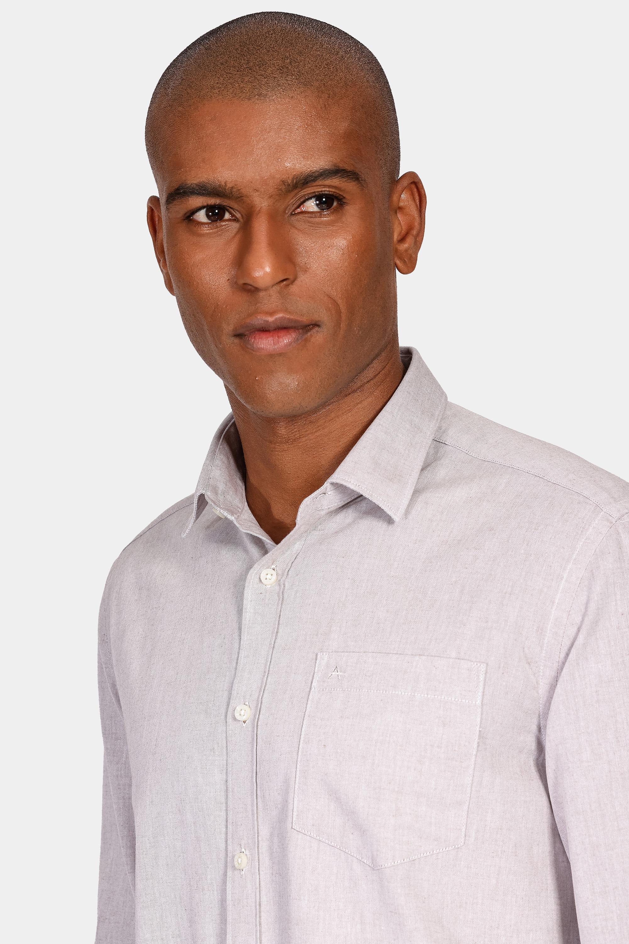 Camisa Manga Longa Cosmo Regular Algodão Mescla Lotte Com Bolso Cáqui
