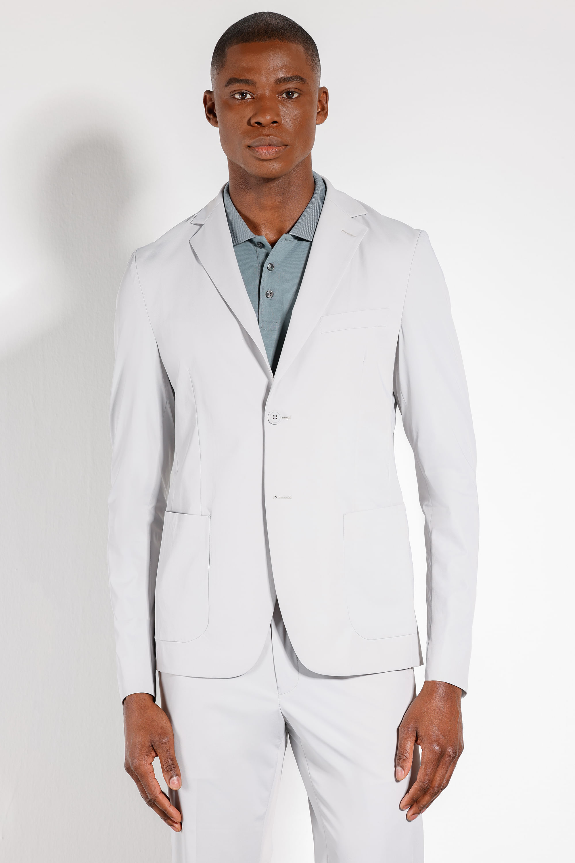 Paletó Tech Twill Super Slim Cinza