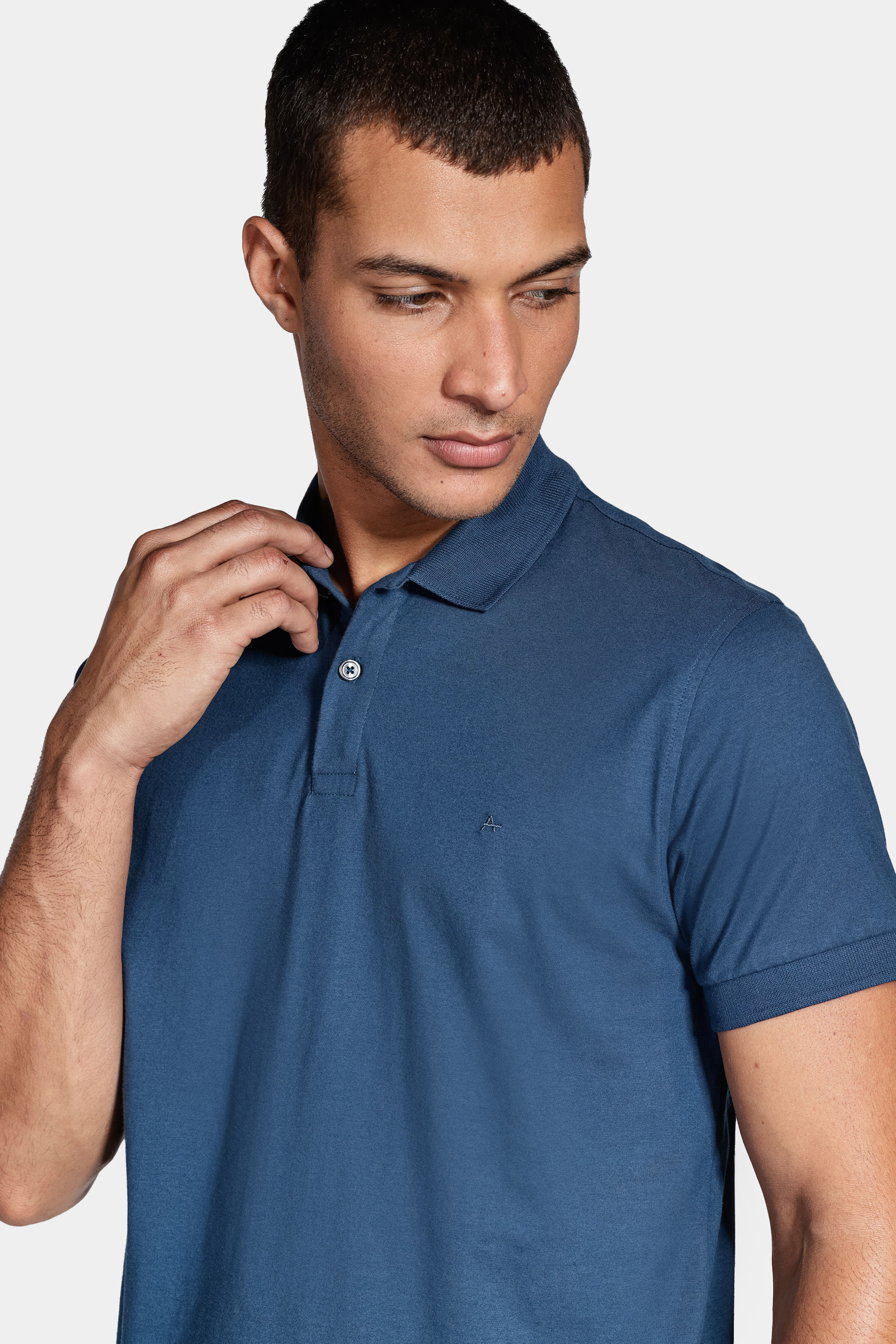 Polo Malha Lisa Azul Petroleo