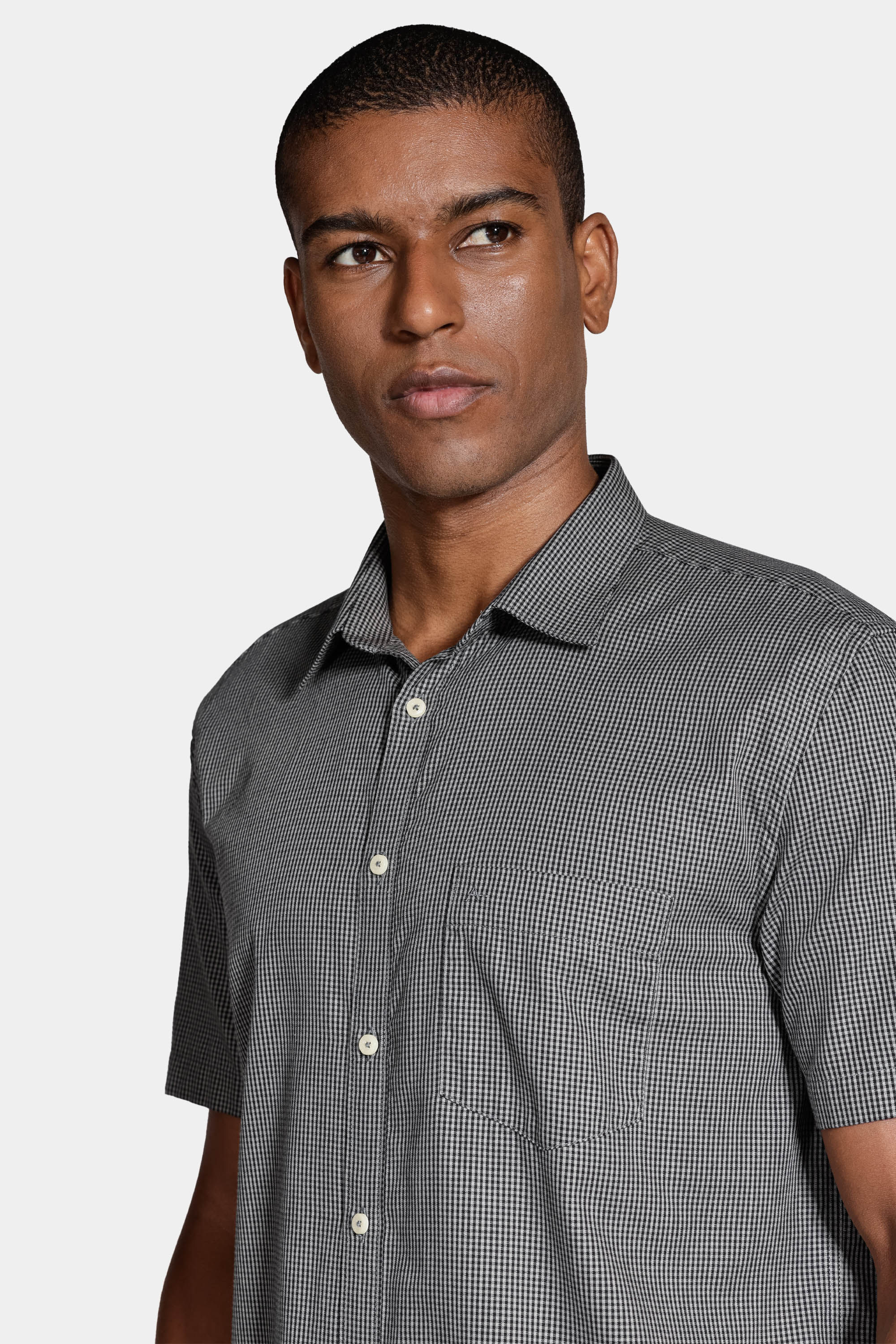 Camisa Regular Xadrez Damero Verde Salvia Com Preto
