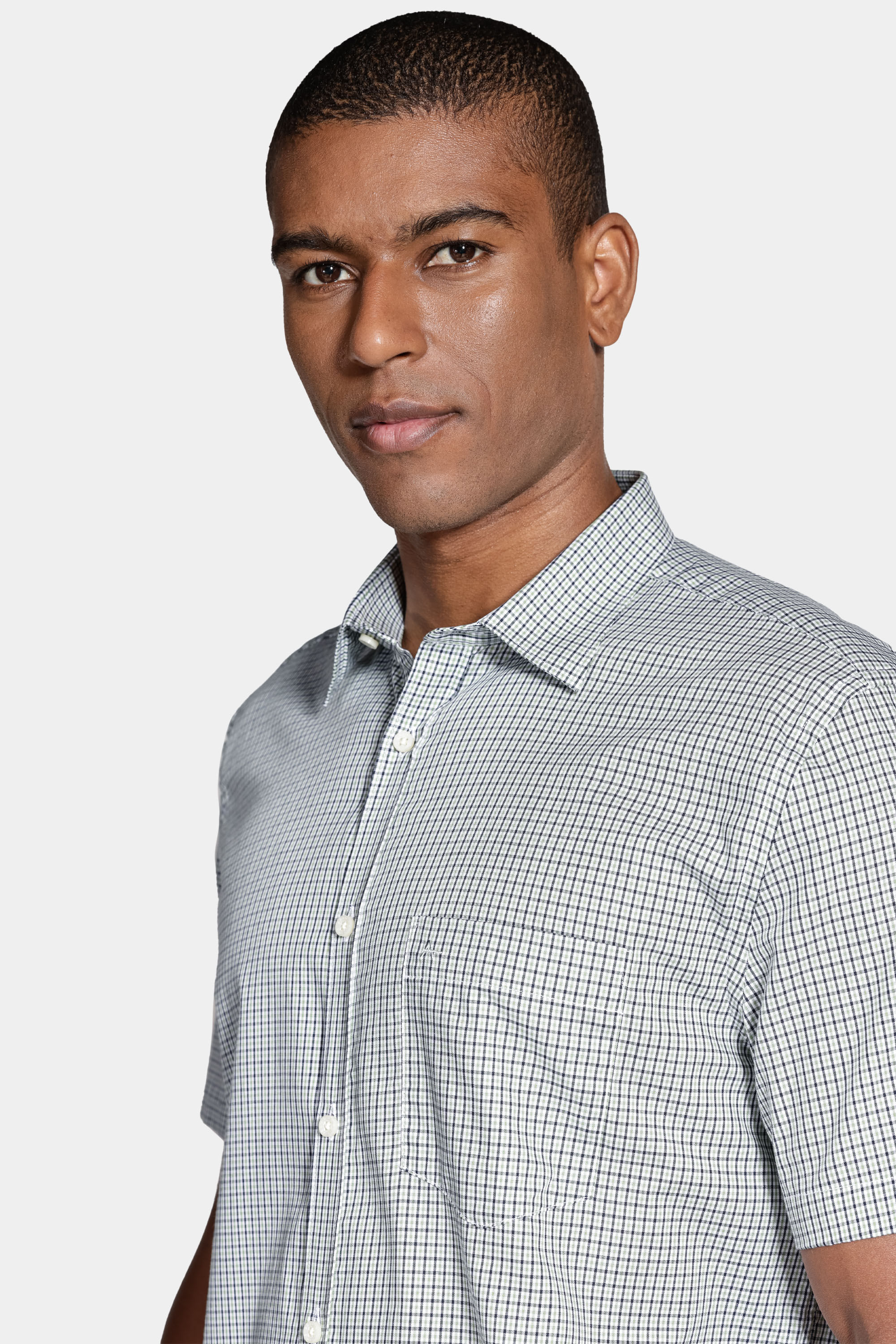 Camisa Regulars Mini Xadrez Branco Com Verde