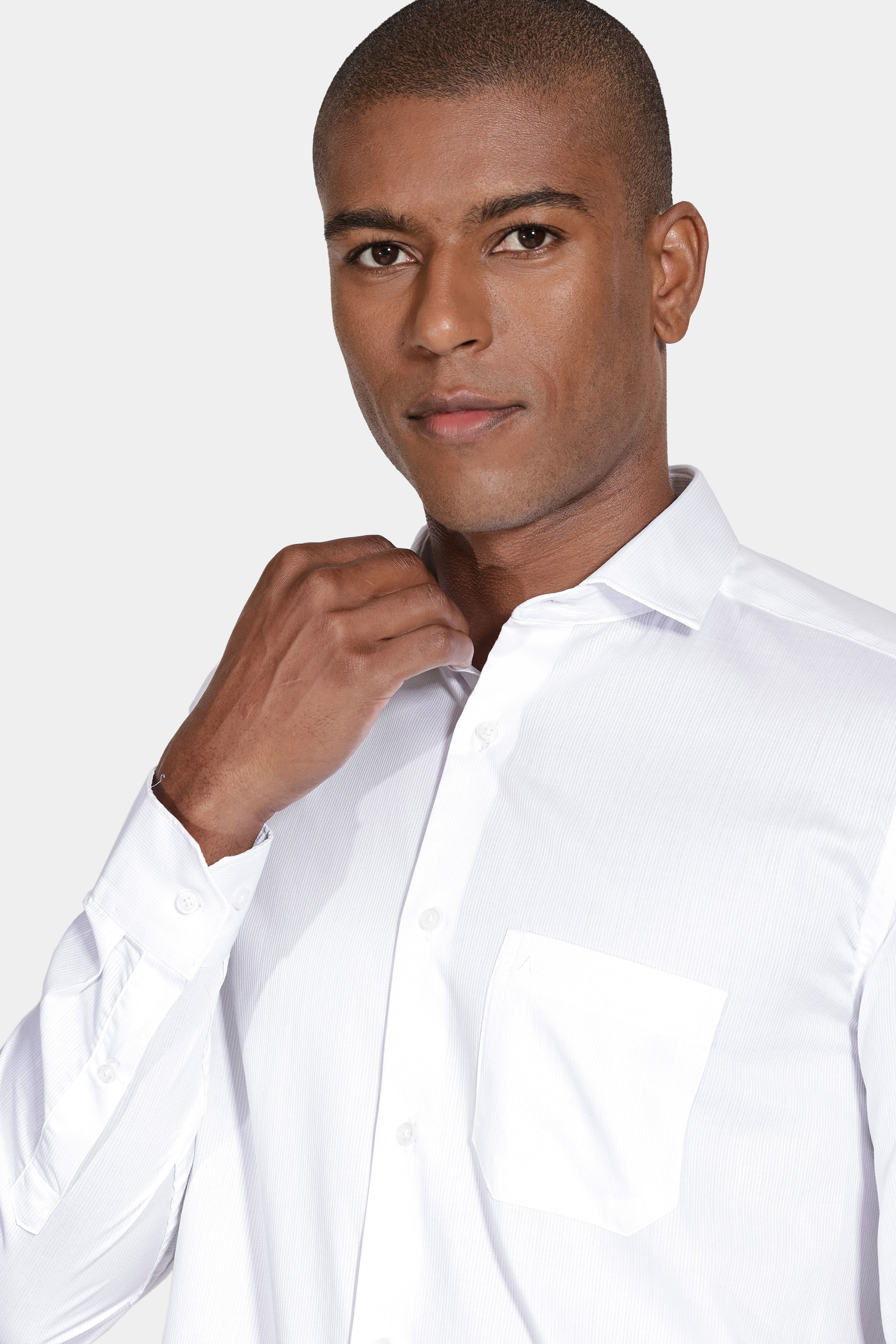 Camisa Regular Maquinetada Listrada Branco