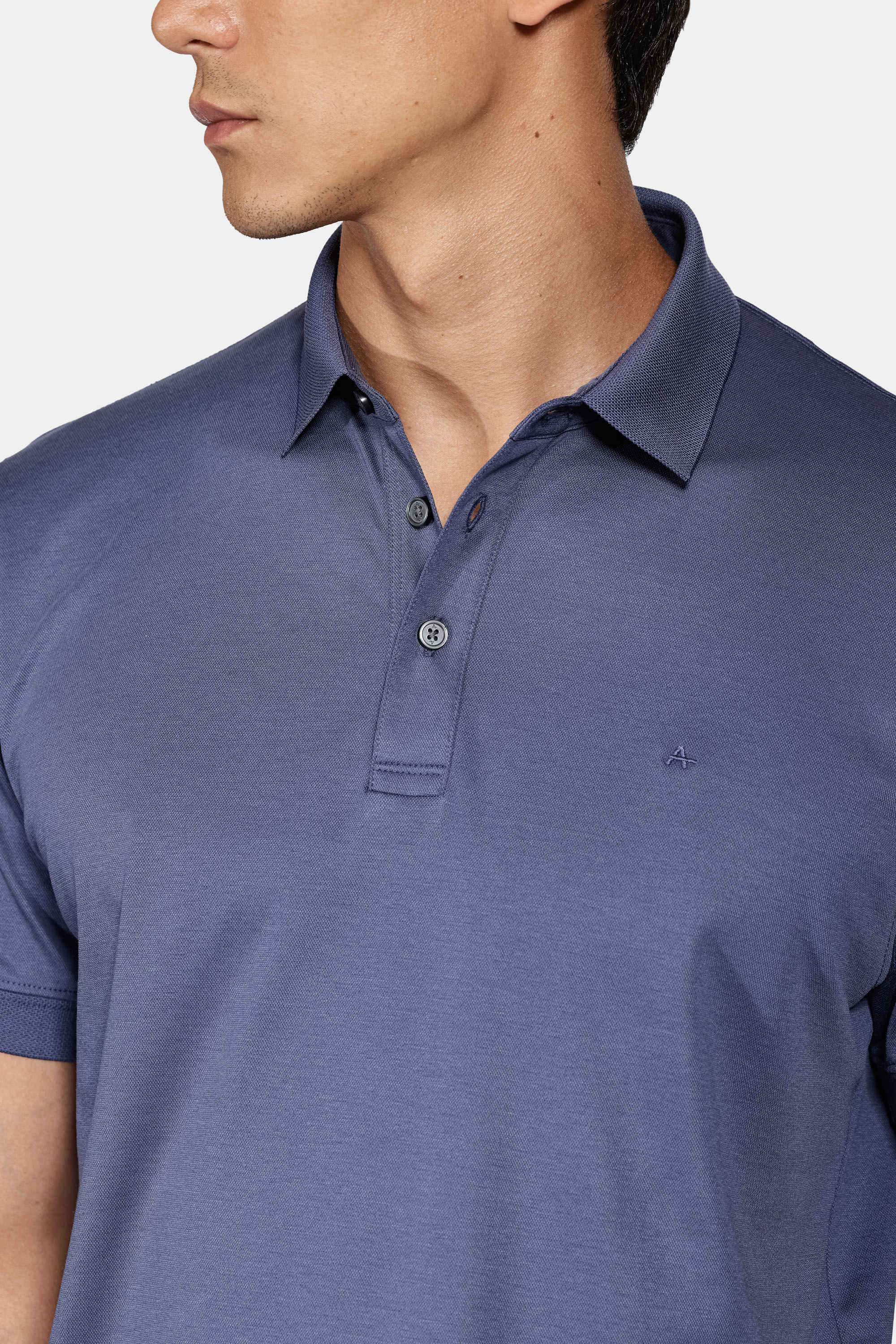 Polo Interlock Tech Manga Curta Azul Indigo