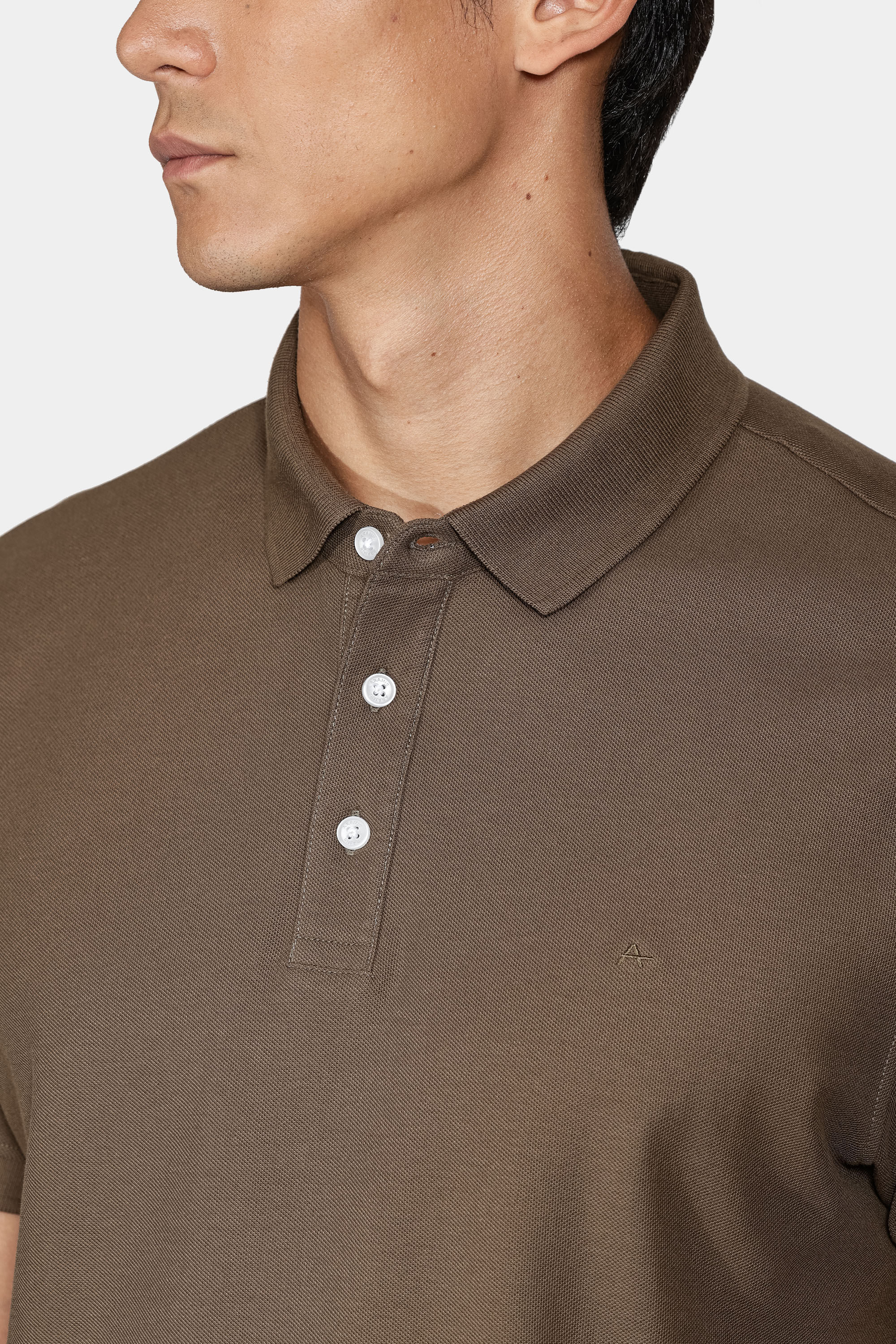 Polo Piquet Básica Marrom Militar