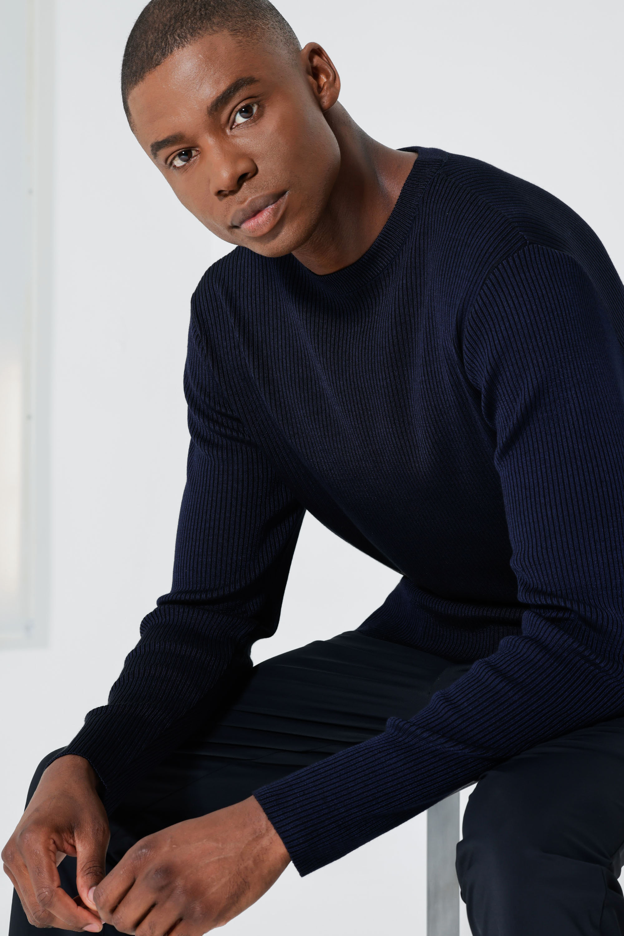 Suéter de Tricot Rayon Marinho