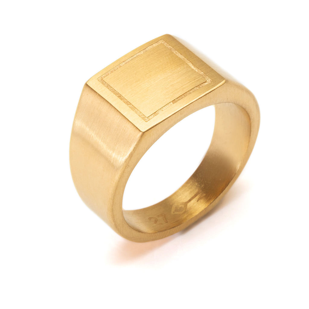Anel Ettor de Aço Dourado