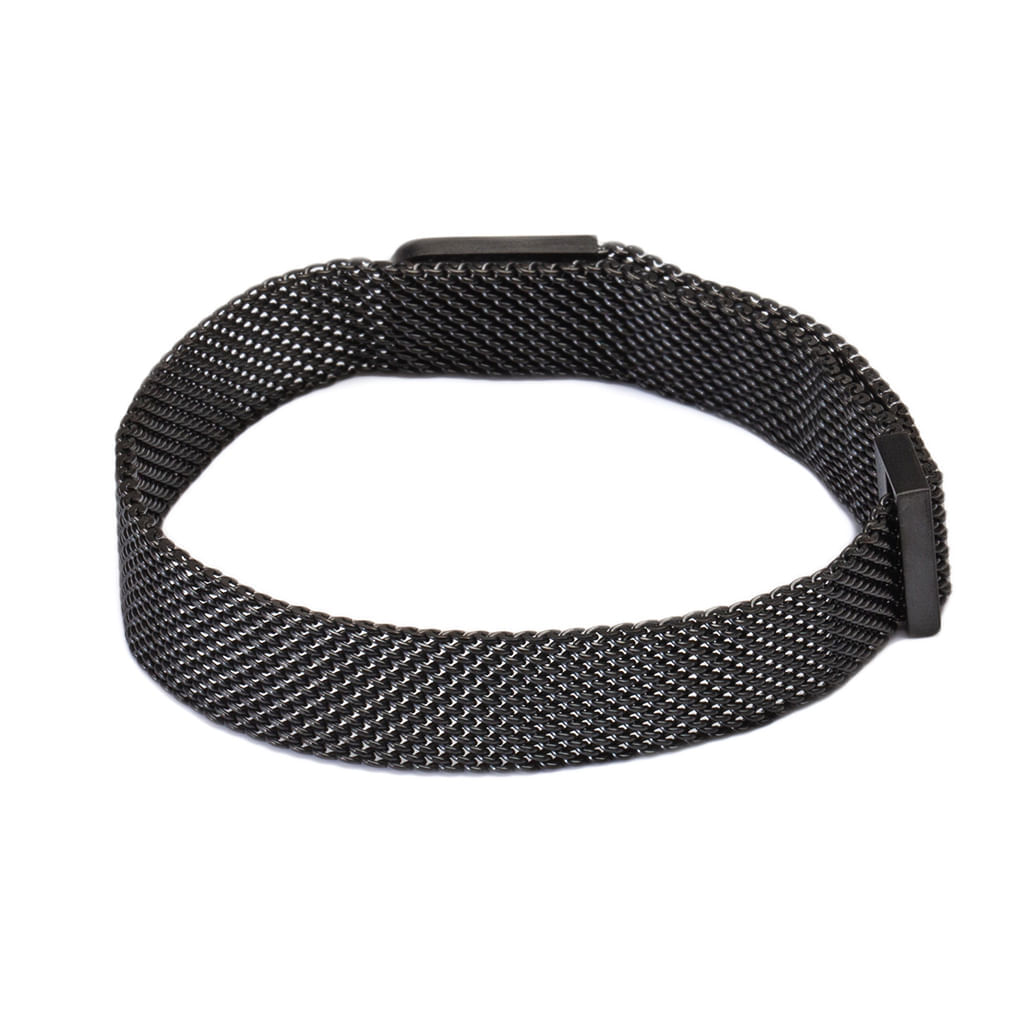 Pulseira Imã de Malha de Aço Preta