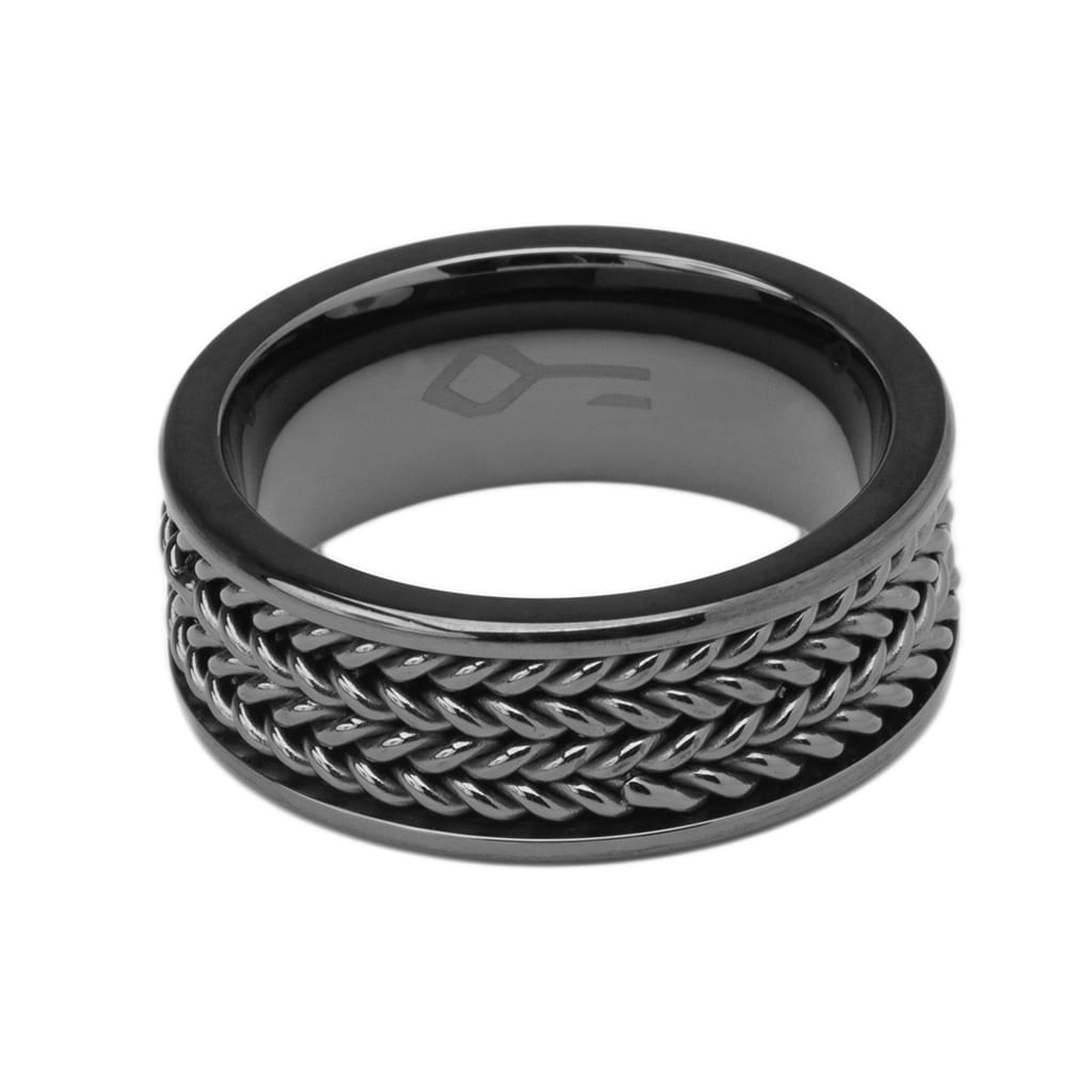 Anel Chain de Aço Preto
