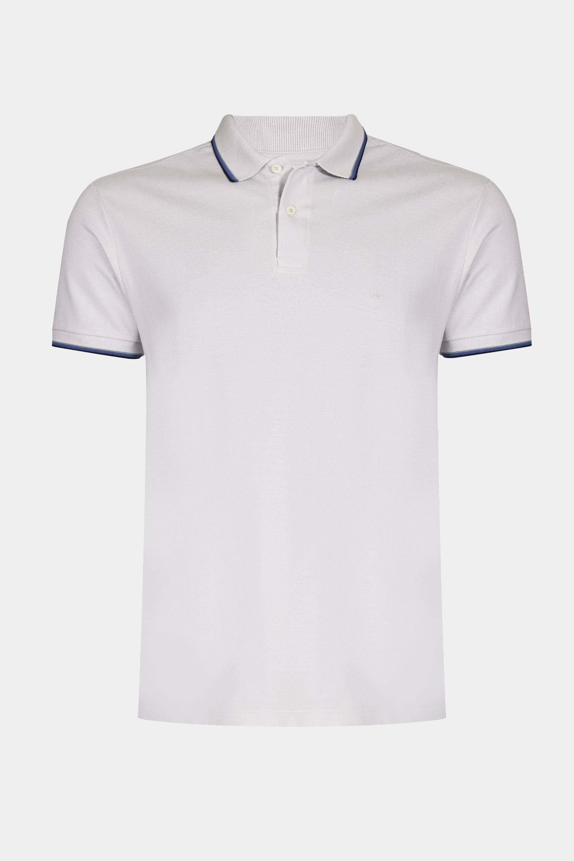 Polo Básica 4 Frisos Cinza Claro Com  Navy