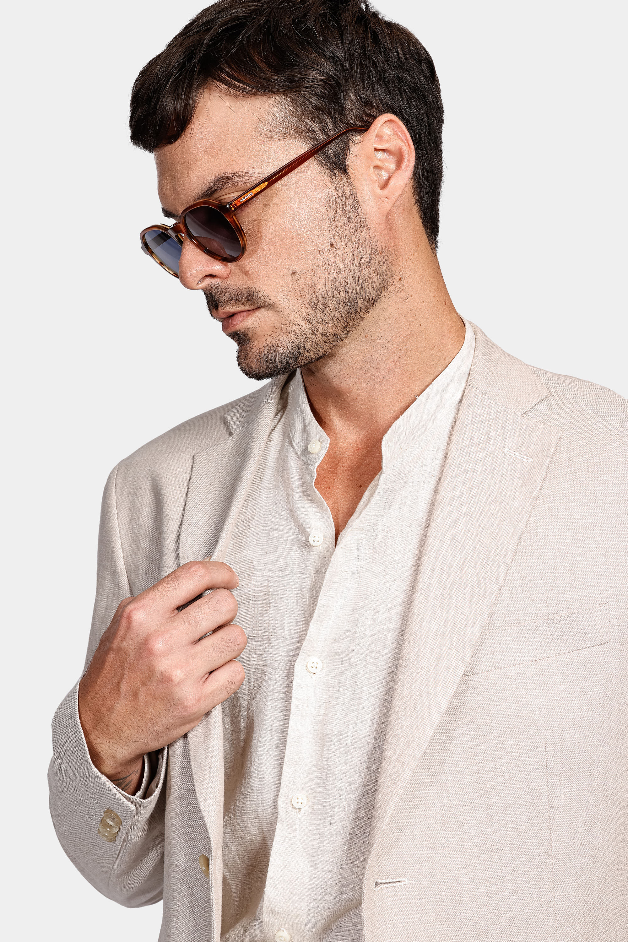 Paletó Linho Oxford Super Slim Cáqui