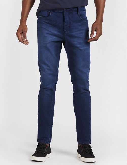 Calça Jeans Skinny 5 Pockets Stonada Azul Escuro