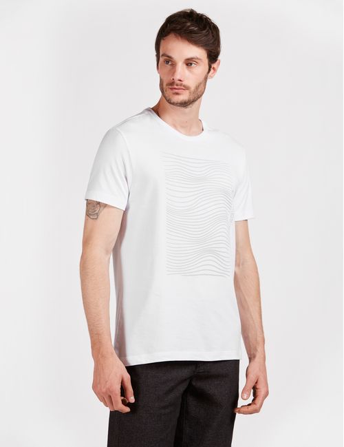 Camiseta Manga Curta Estampada Abstrata Branco