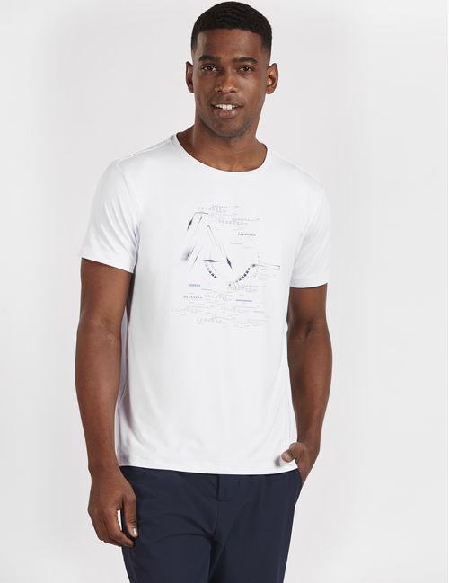 Camiseta Manga Curta De Poliamida Estampada Geométrica Branco