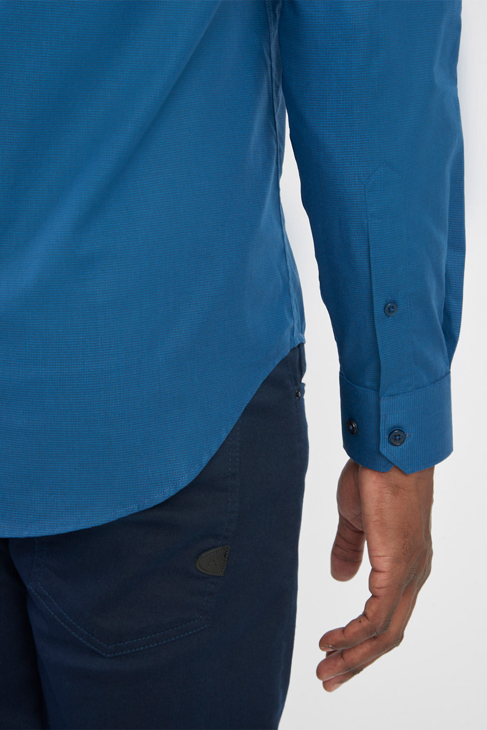 Camisa Masculina Slim Tricoline Micro Xadrez - Aramis - Azul