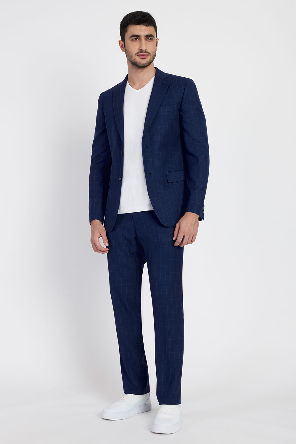 Terno Calvin Klein Xadrez Azul Marinho Poliviscose